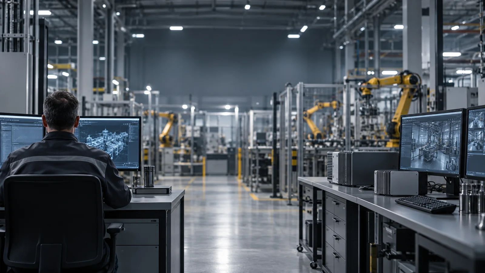Illustrative industrial computing workstation in a manufacturing environment.